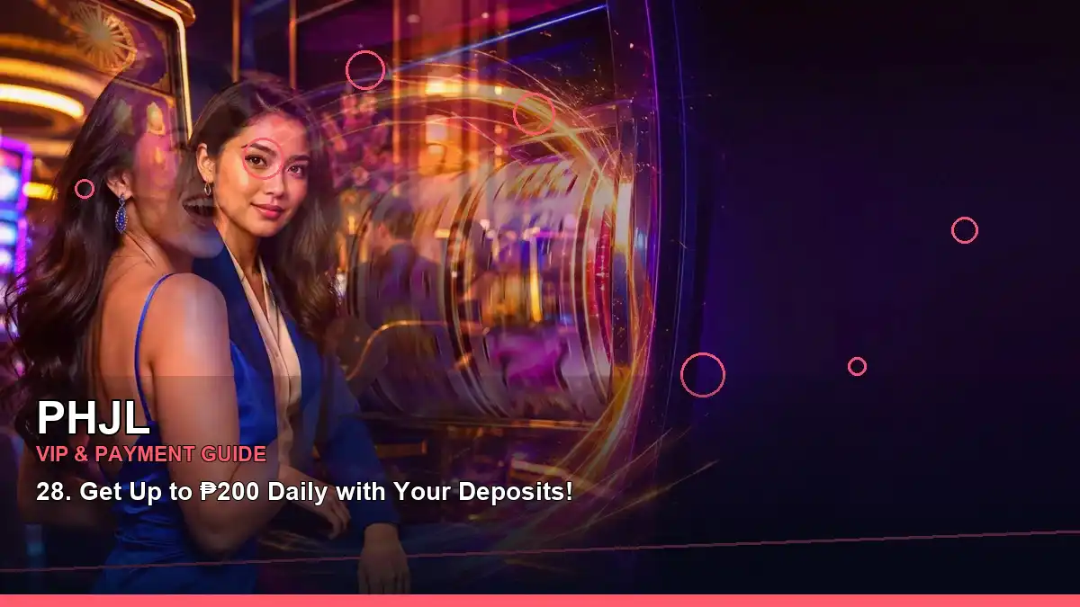 PHJL promotions information for Philippine users with colourful fruit-reel slot games in a left-framed scene
